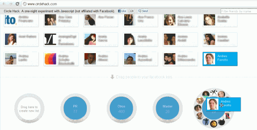 Con CircleHack se pueden usar los círculos de G+, pero en Facebook.