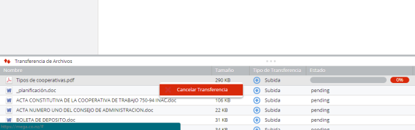El proceso de cancelar la carga de muchos archivos es muy  engorroso