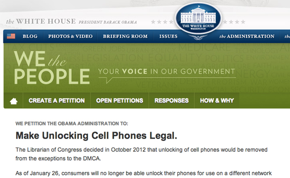 El petitorio solicitando la legalidad de la liberación de los teléfonos móviles fue todo un éxito y ahora la Casa Blanca deberá responder a favor o en contra.