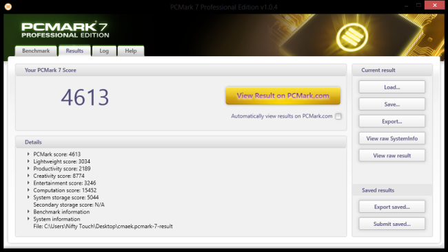 PC Mark 7 Benchmark