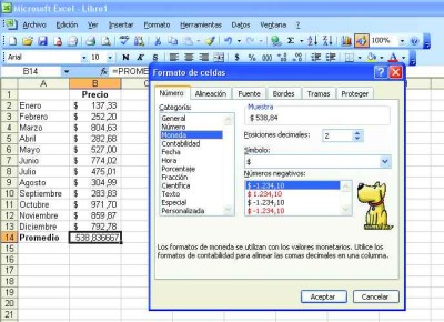 Al aplicar formato de dos decimales al promedio calculado en [B14] Excel suma una unidad al último decimal. Eso es porque el primer decimal descartado es cinco o más. Esto de llama “redondeo simétrico”.