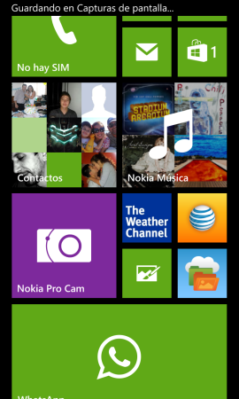 La pantalla de inicio de todo Windows Phone.