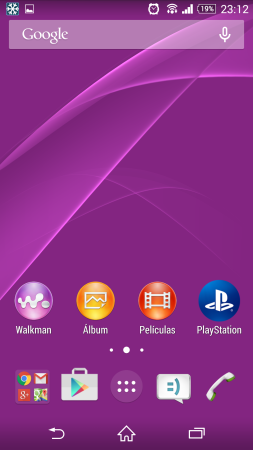 Homescreen por defecto.