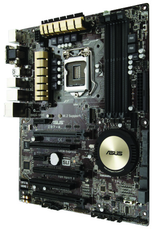 Un gran disipador circular cubre el chipset Intel Z97 sobre el que está construido el motherboard.