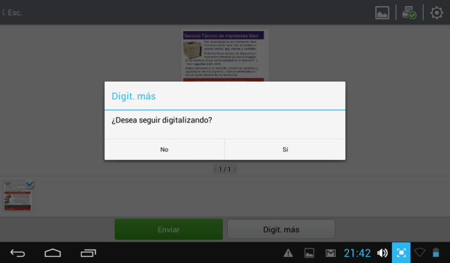 22 - Al concluir la digitalización nos pregunta si queremos seguir digitalizando. 