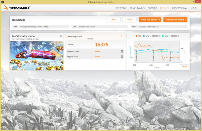 Resultado en Ice Storm, para comparación con otros dispositivos y plataformas.