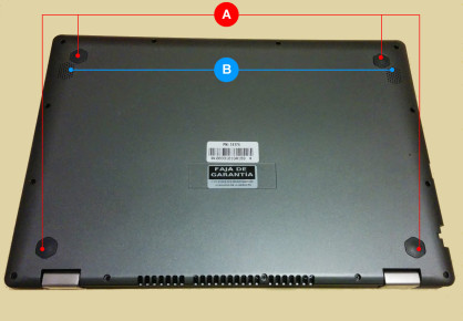 A: patas de apoyo. B: altavoces estéreo.