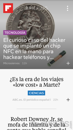 Así se ve el "Briefing" que tenemos en el extremo izquierdo del homescreen.