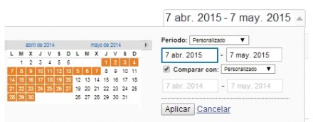 También podemos solicitar que el sistema online nos muestre los datos comparados de dos períodos determinados. Esto es útil para analizar el impacto de campañas o contenidos en un momento determinado