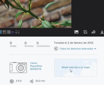 Desde la [Galería] hacemos clic en la foto que deseamos agregar. Luego vamos a la parte inferior de la página y hacemos clic en [Agregar esta foto a tu mapa].
