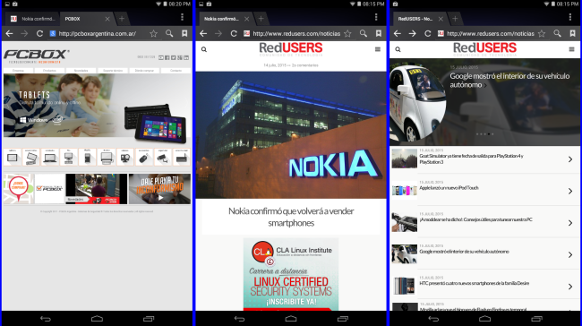 Tablet PCB-750i: Android Browser es el navegador por defecto.