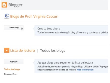 Ingresamos a www.blogger.com y hacemos clic en [Crear blog].