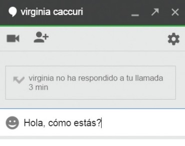 Se abrirá la ventana de Hangouts. Desde la parte superior podemos iniciar una videollamada o agregar a otros contactos a la conversación. En la parte inferior, escribimos un mensaje.