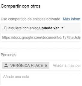 Creamos un nuevo documento de Google Drive o abrimos uno existente en la aplicación correspondiente. Hacemos clic en [Compartir].