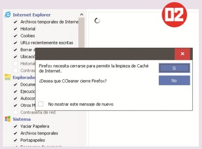 Antes de realizar una limpieza debemos cerrar todos los programas abiertos. A veces CCleaner puede determinar si alguno se encuentra abierto y consultarnos si deseamos cerrarlo.