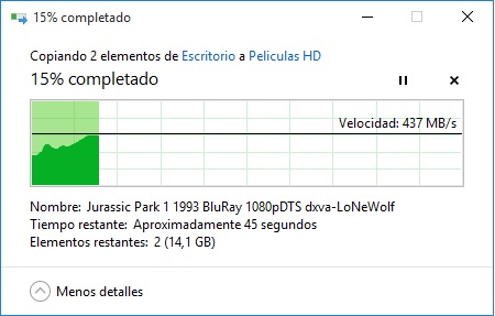 Copia de SSD a HDD 15 GB