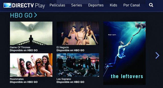 Desde Directv Play podemos acceder a HBO Go, un complemento gratuito disponible para los clientes latinoamericanos que tengan contratado el pack de canales de HBO.