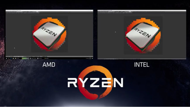 Ryzen versus el Core i7 6900K en Blender. Aunque el desempeño es similar, el producto de AMD ofrece menor consumo y se lanzaría a un precio más bajo.